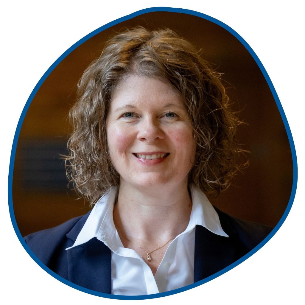 woman with short curly brown hair