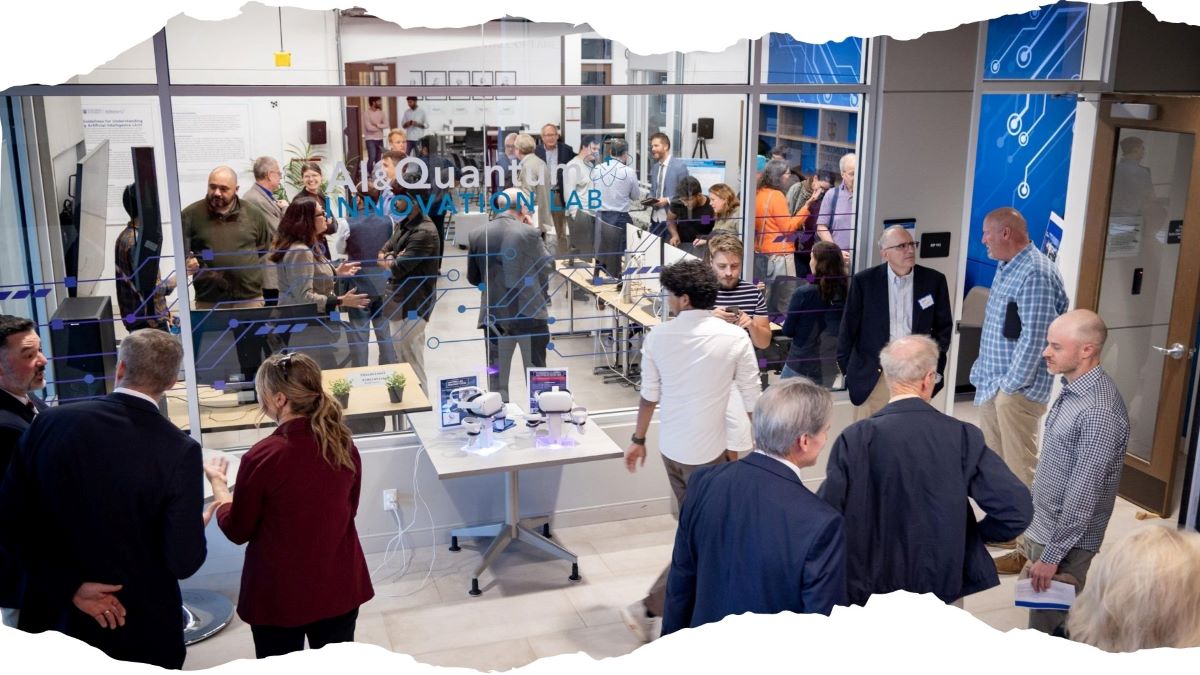 people talking in new lab