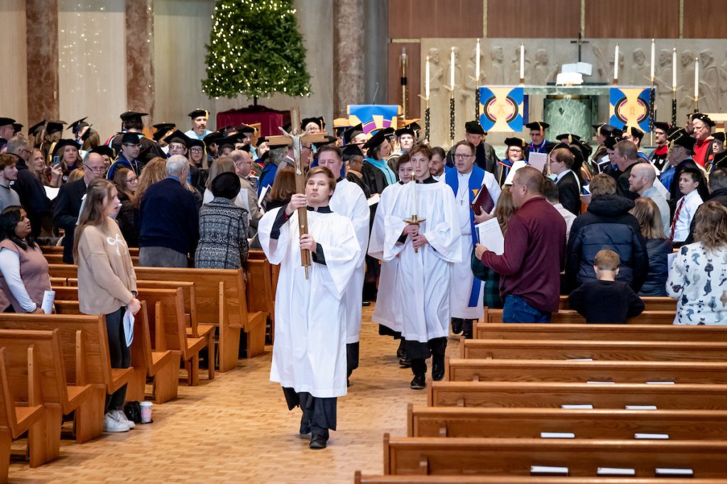 people descend chapel