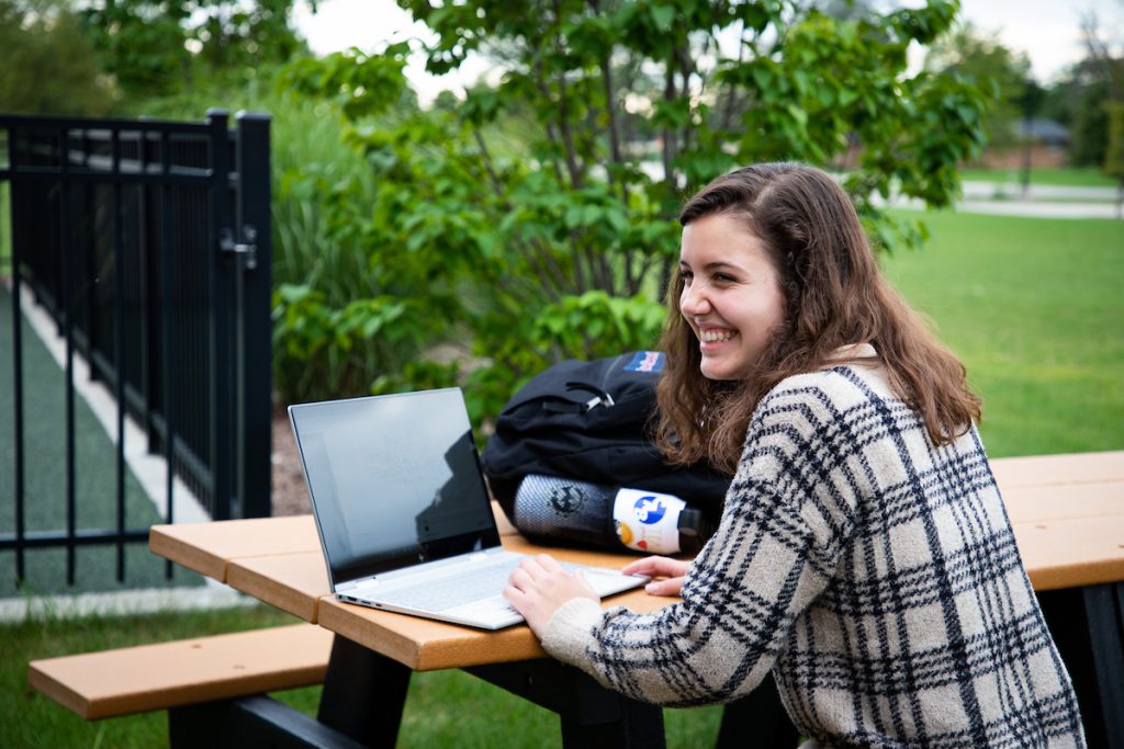 Girl working at a laptop