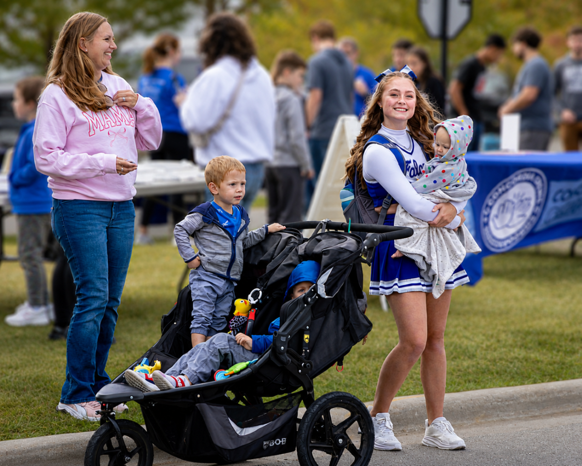 family at community event