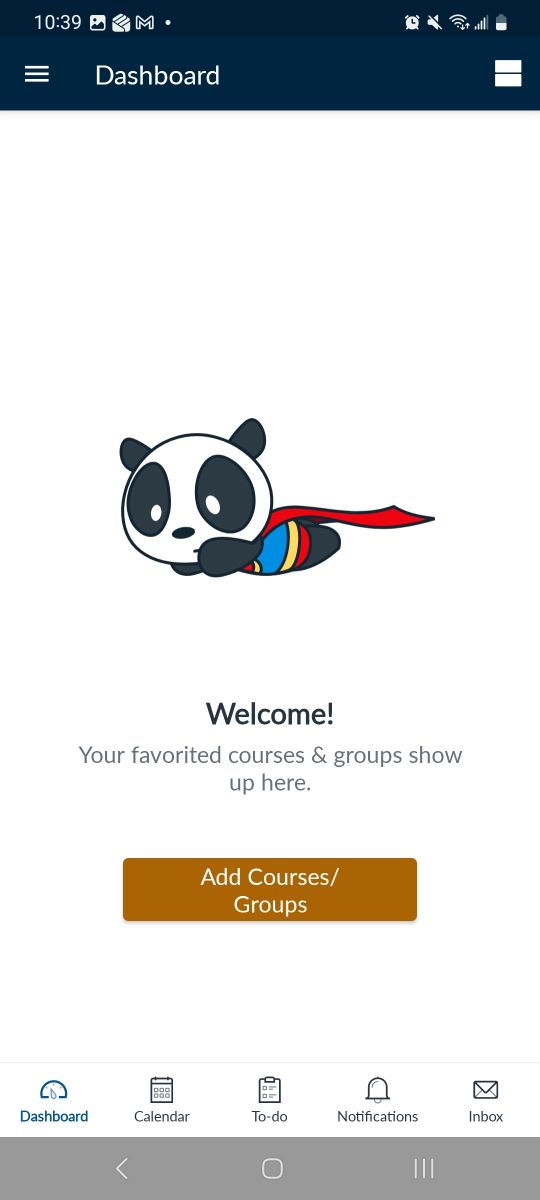screenshot of Canvas phone app