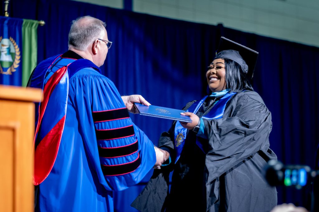 woman receiving degree