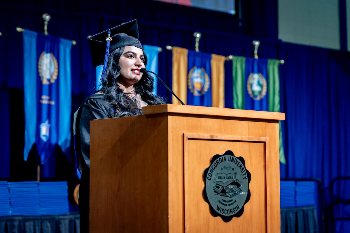 student speaker, woman