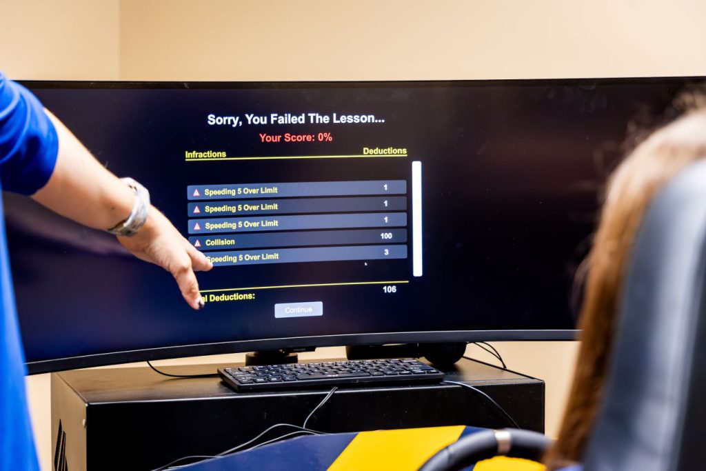 close-up of driving screen