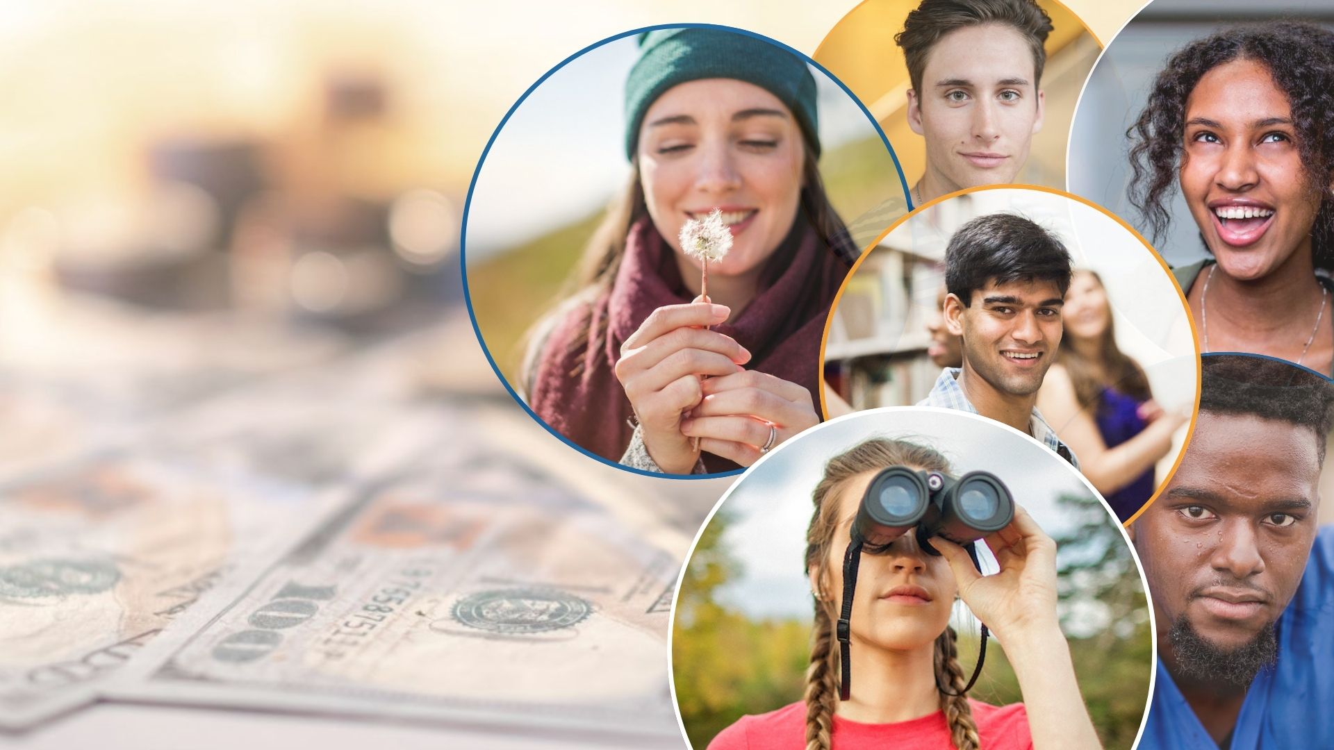 students in circle graphics