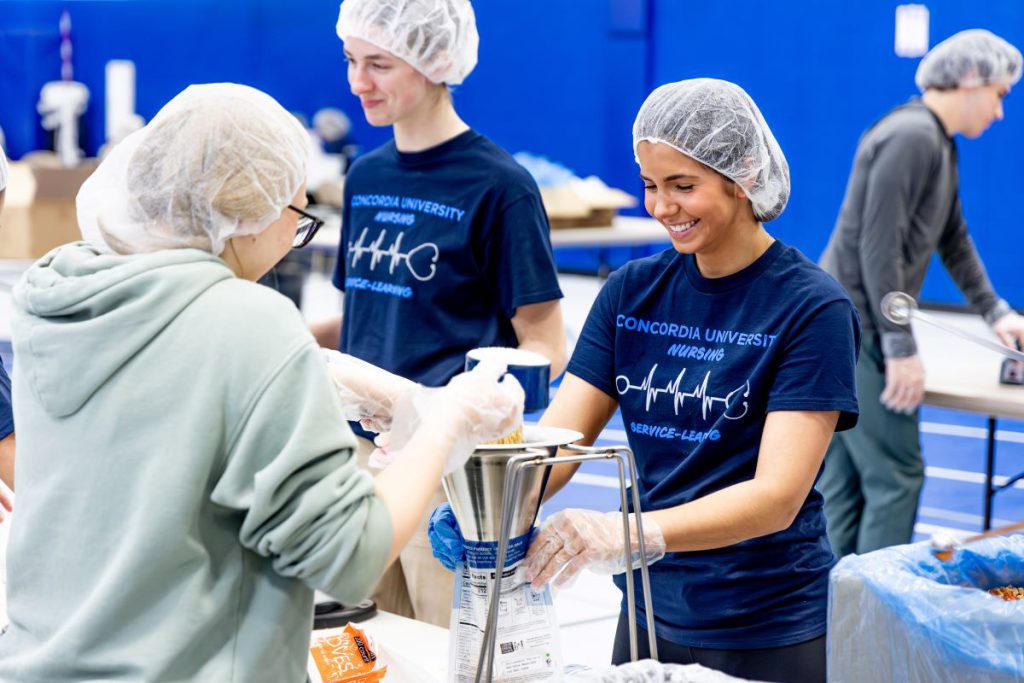 nursing students packing meals