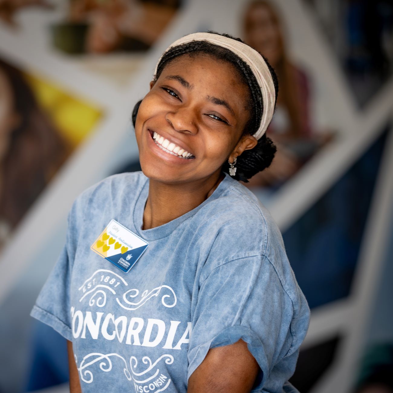 girl smiling with headband 