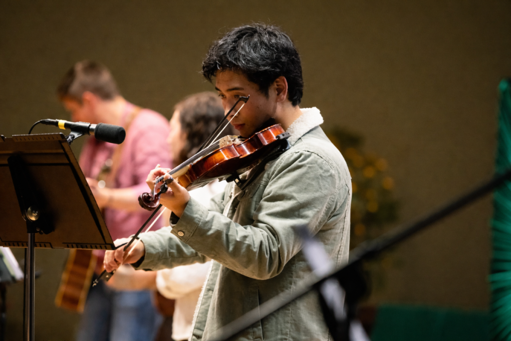 student playing violin