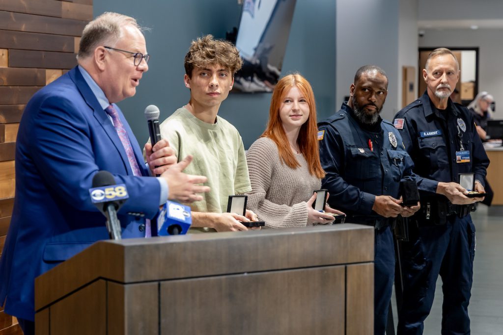 Brooke Trendel was among a group of first responders who were honored for saving a student's life.