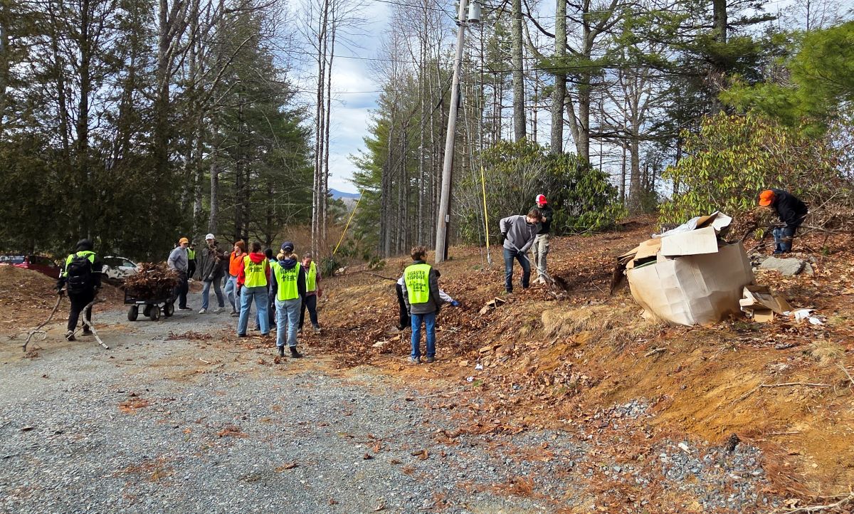people helping landscape