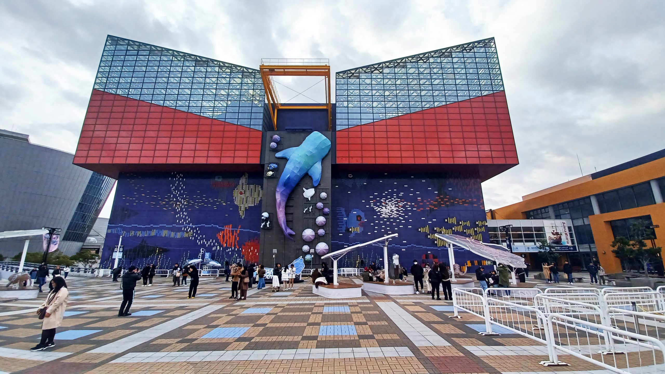 building in Japan with whale on it