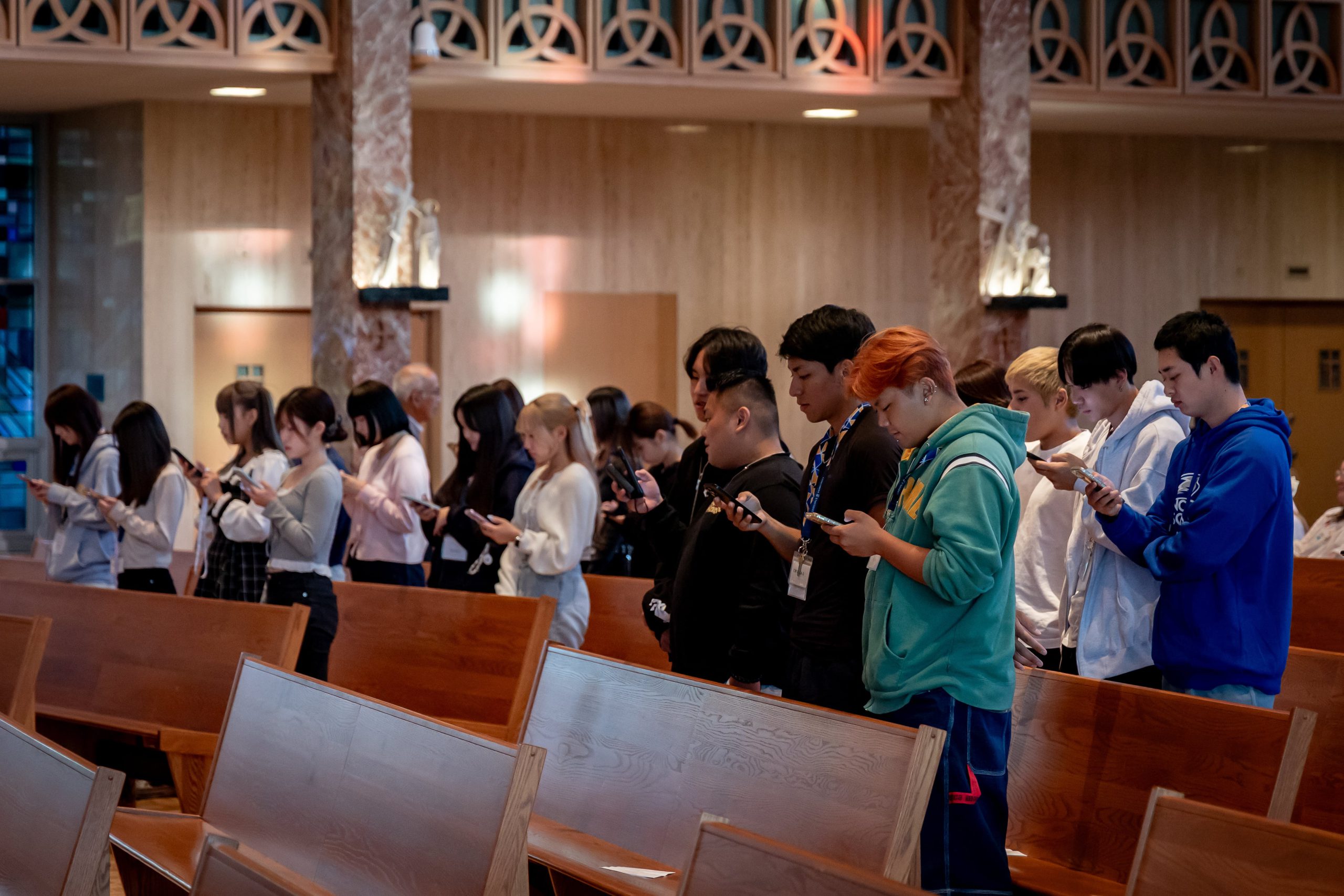 Students visiting Concordia from Japan enjoyed seeing campus, including our chapel.