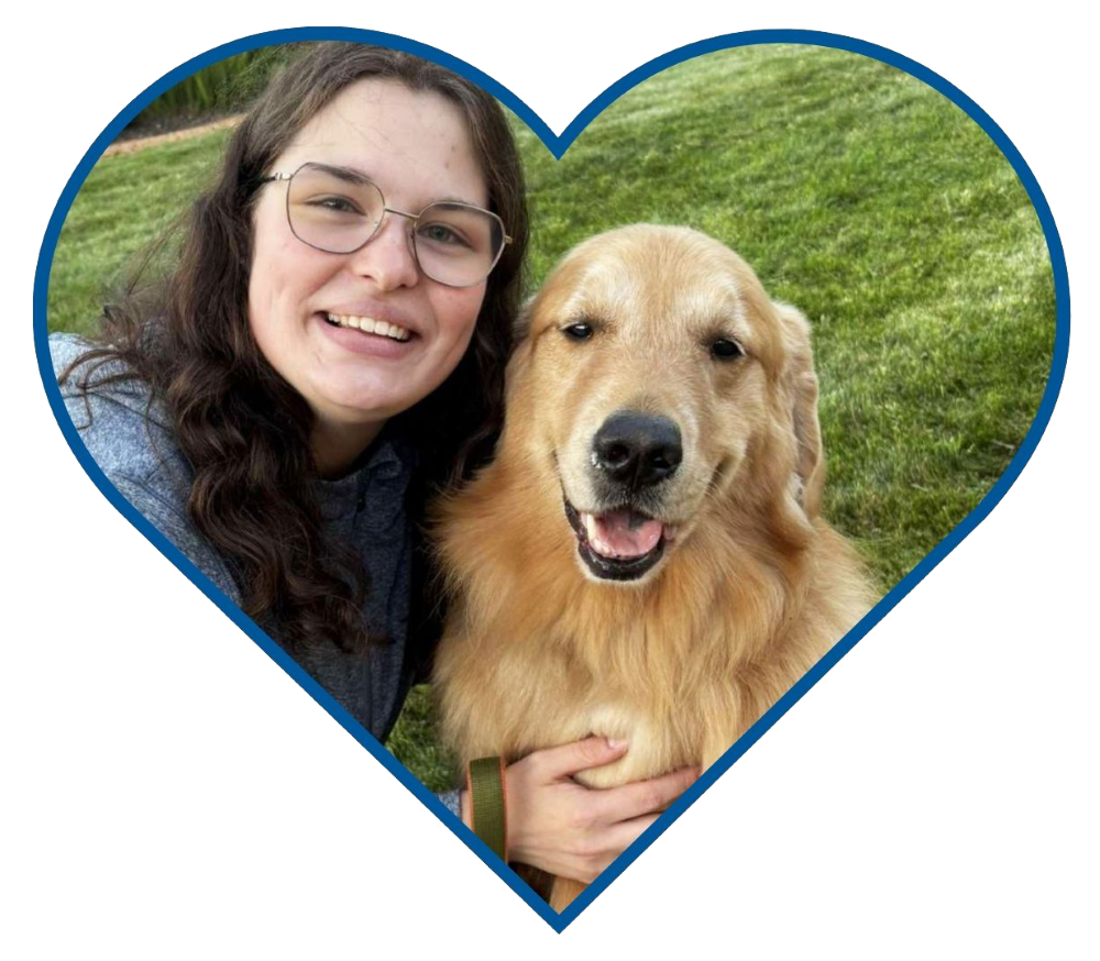 dog head and girl head in heart