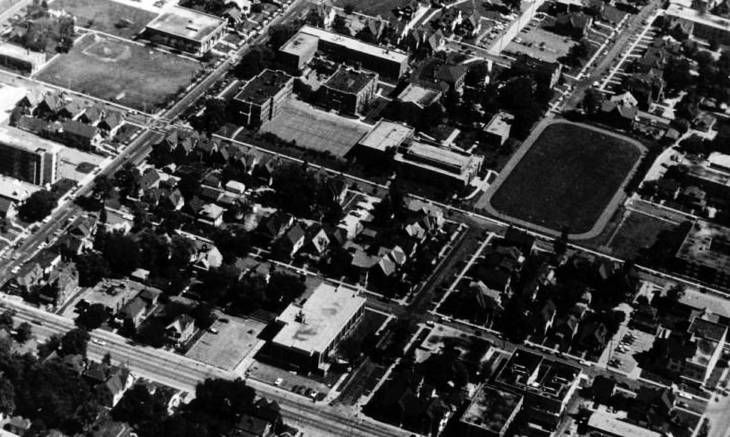 An aerial view of Concordia's downtown Milwaukee campus