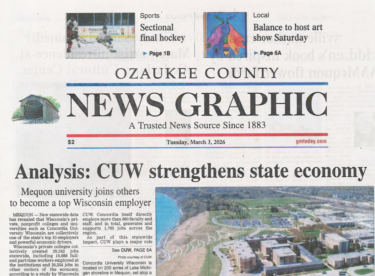 front page of Ozaukee News Graphic