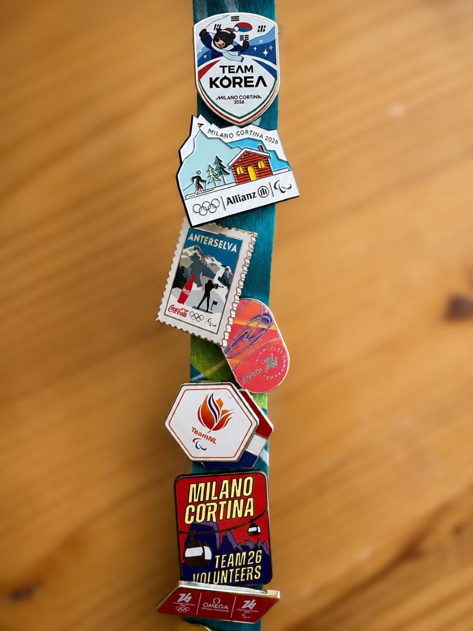 pins on wood background