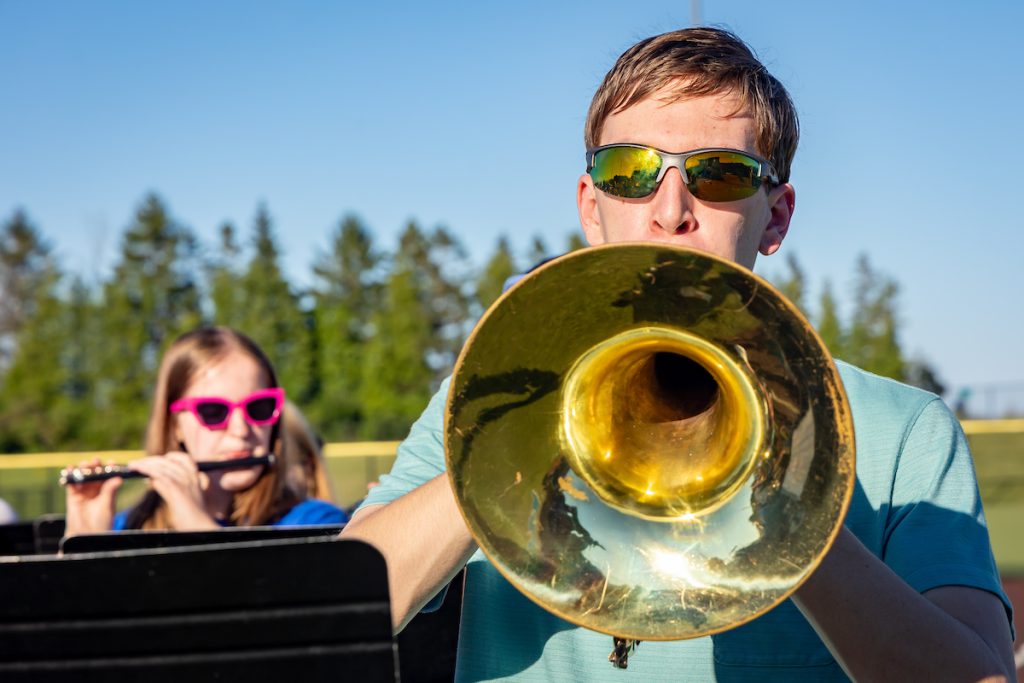 Timothy Conner playing the trumpet.