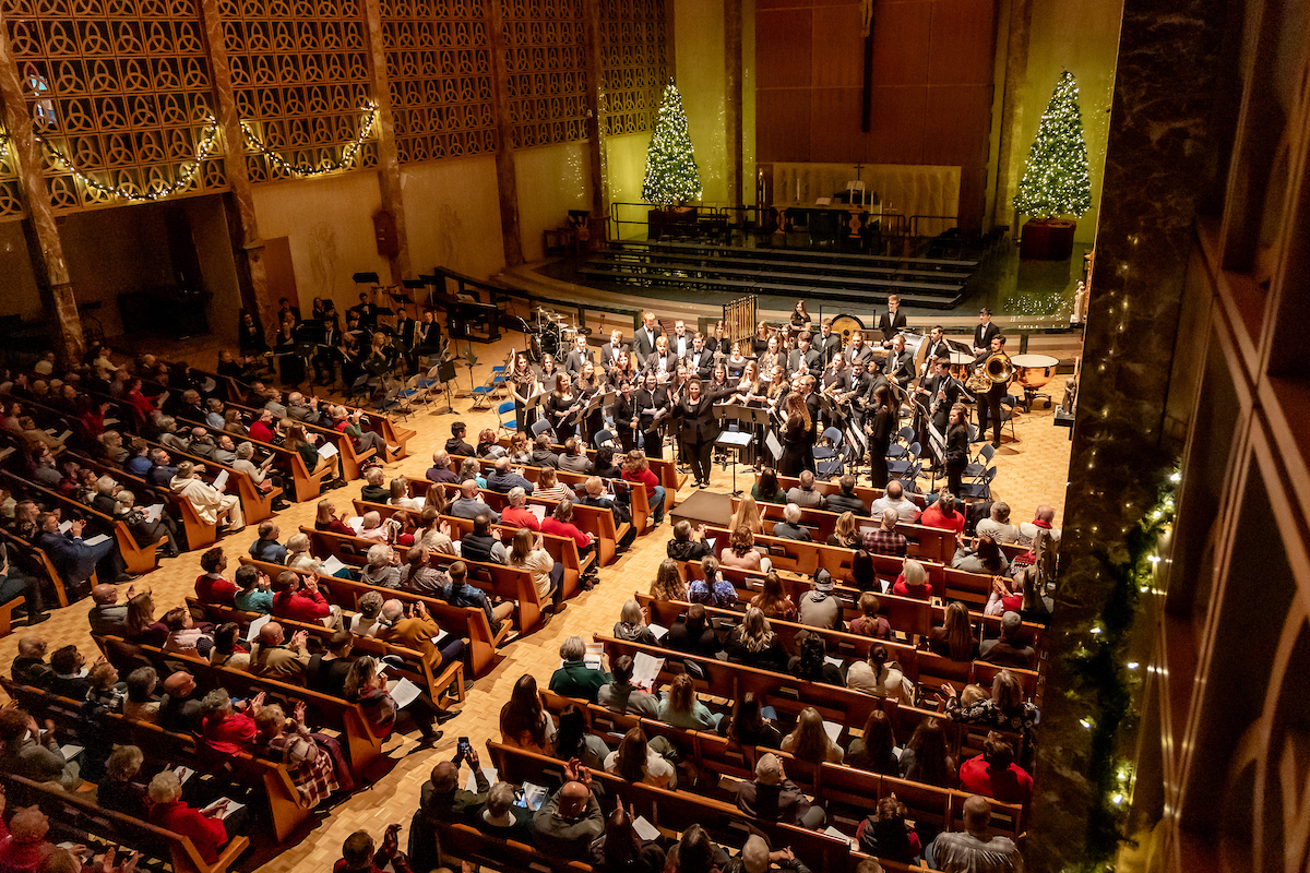 chapel filled with people and music