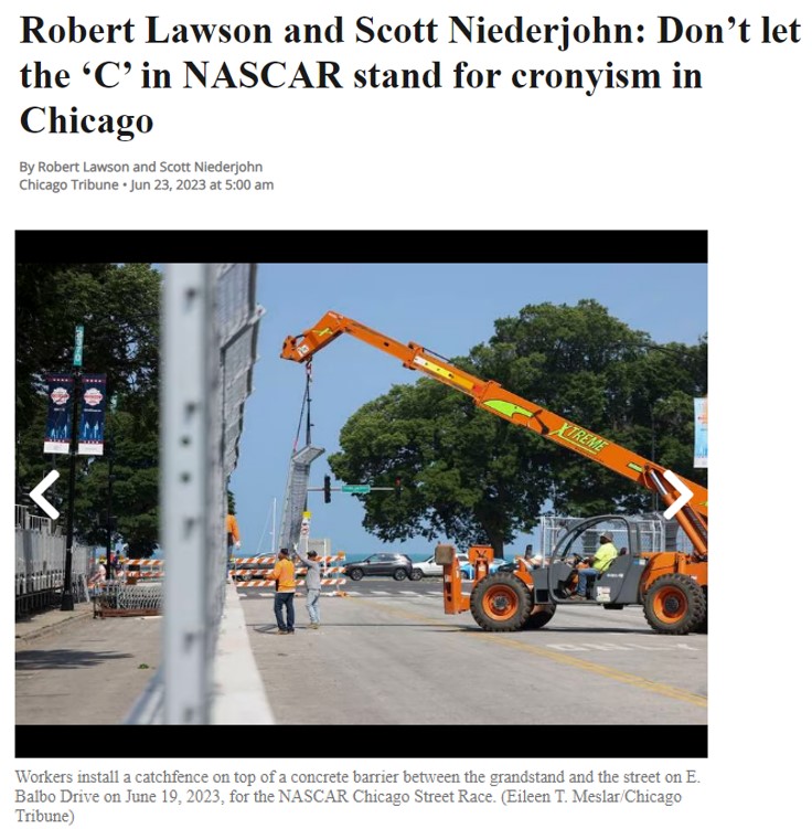 The Chicago Tribune published an op-ed co-authored by Scott Niederjohn. 