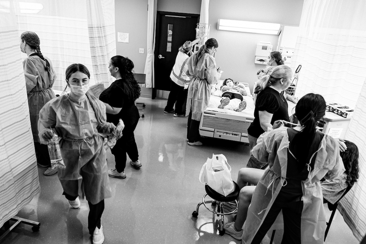 several nursing students and patients