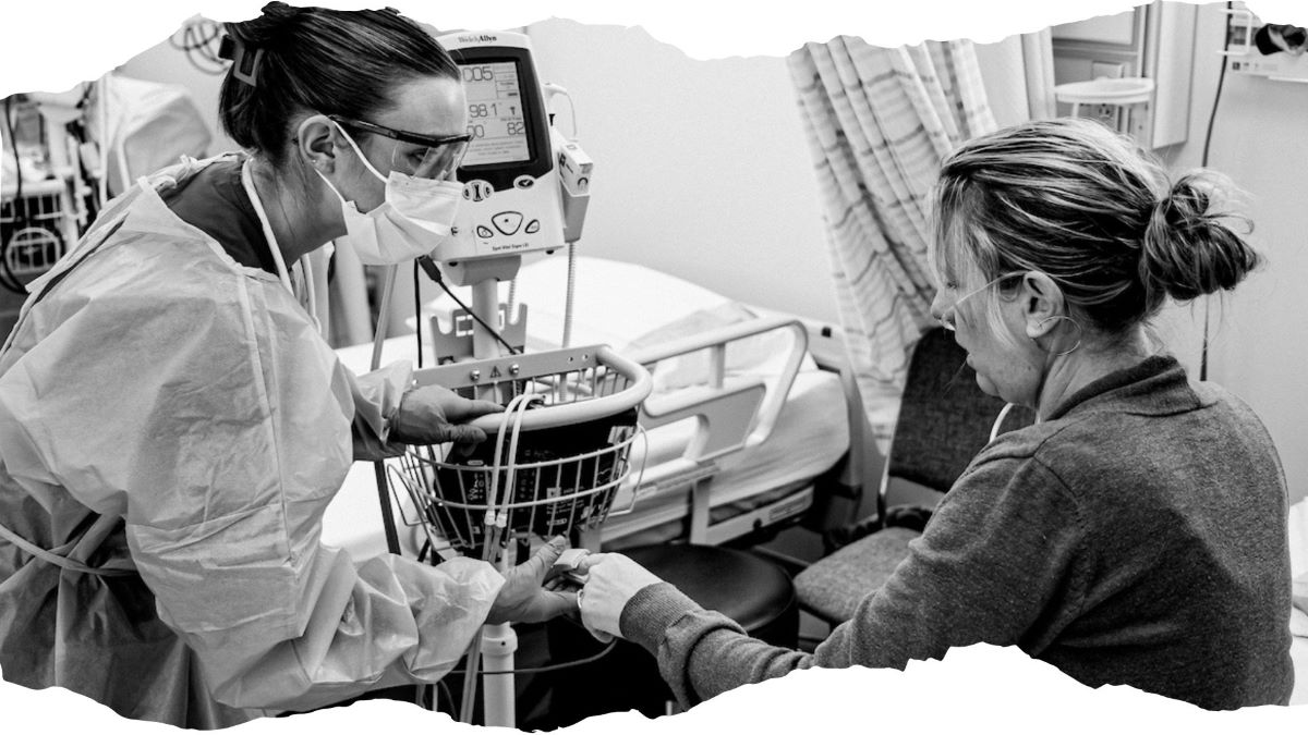 black and white nursing image