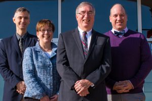 Dr. William Cario (front) will serve as Provost and Chief Academic Officer with three Vice Provosts—(from left) Dr. Bernard Bull, Dr. Leah Dvorak, and Dr. Michael Uden—under him.