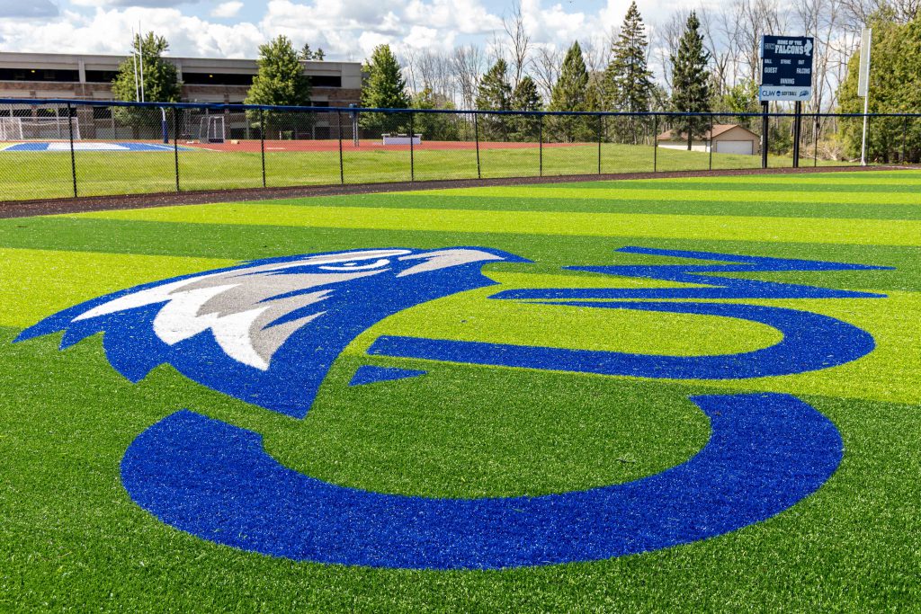 softball field with green and blue